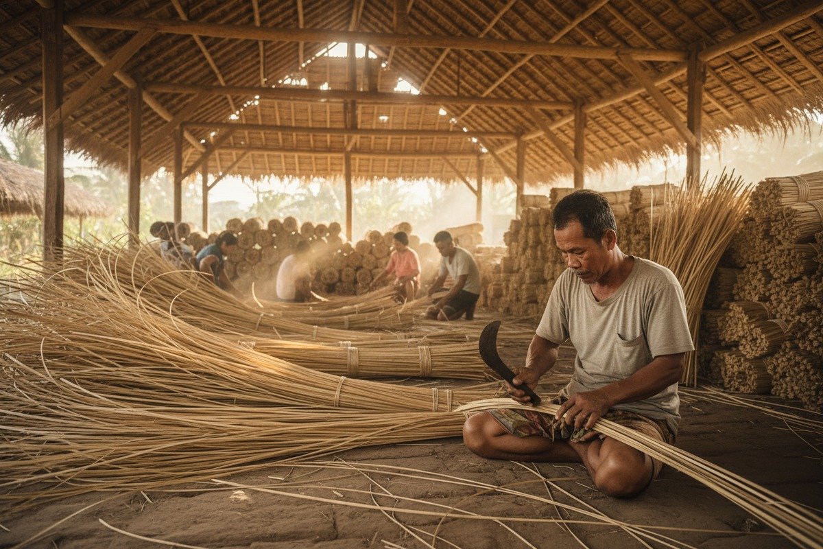 Indonesian rattan processing including harvesting and drying affecting final wholesale quote prices (ID#3)