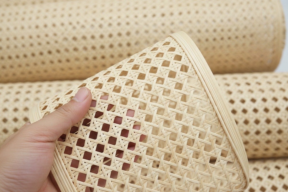 Rattan-Qualität der Klasse A Grade A natural rattan cane webbing with smooth uniform strands and consistent light color (ID#2)