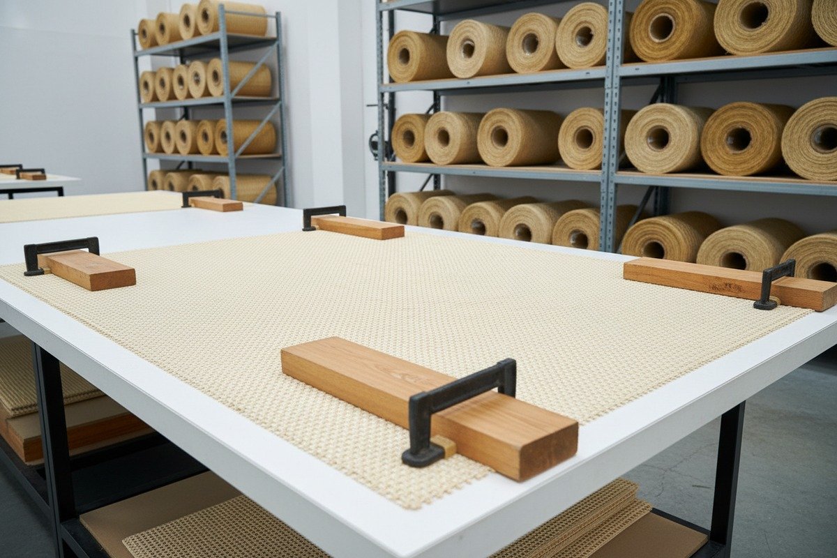 Flattening Warped Rattan Cane Flattening warped rattan cane webbing using warm water and distributed weights (ID#2)