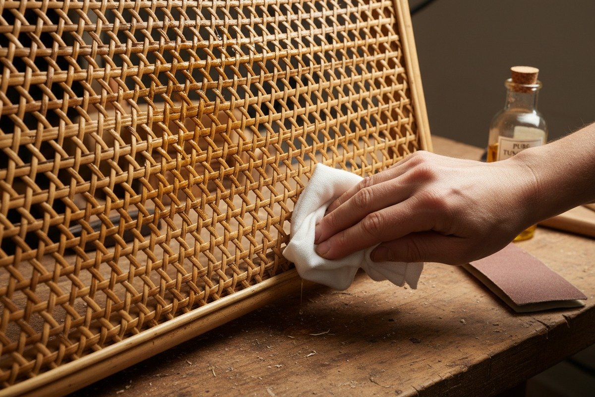 Restoring Moisture Damaged Rattan Restoring moisture damaged rattan using oil treatments and protective sealants (ID#3)