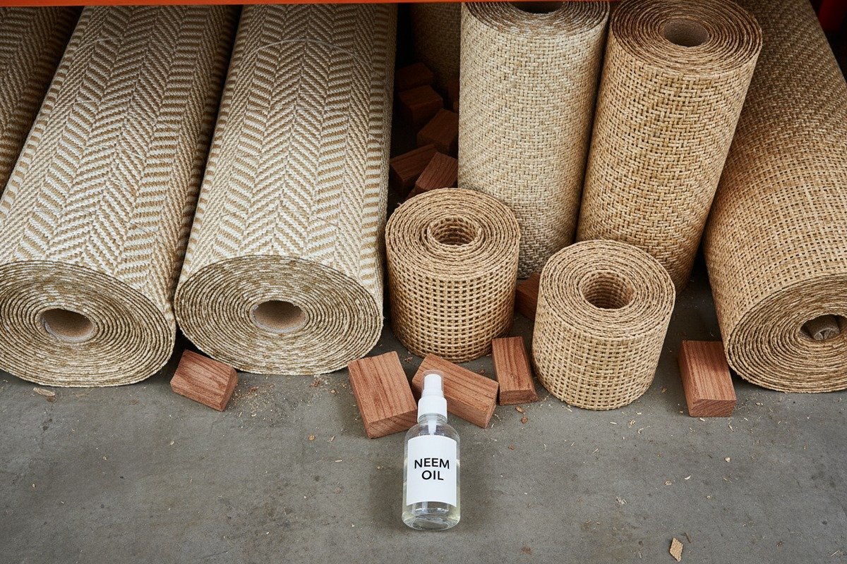 Cleaning and Protecting Rattan Cleaning rattan cane webbing with a soft brush and applying protective natural oils (ID#5)