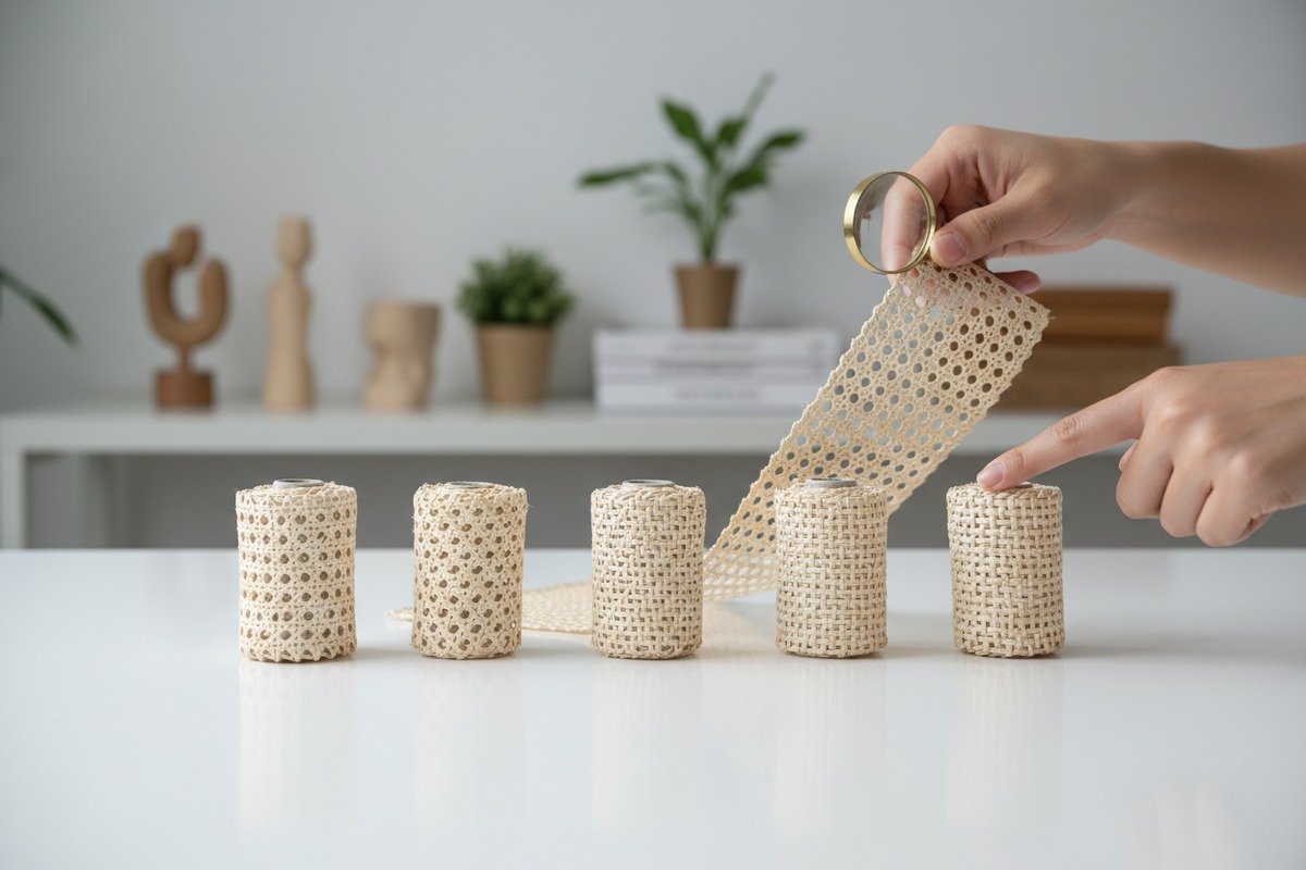 Qualitätsprüfung von Probebestellungen Musterrollen aus Rattan-Rohrgeflecht zur Qualitätsprüfung bei anfänglichen Probebestellungen (ID#3)