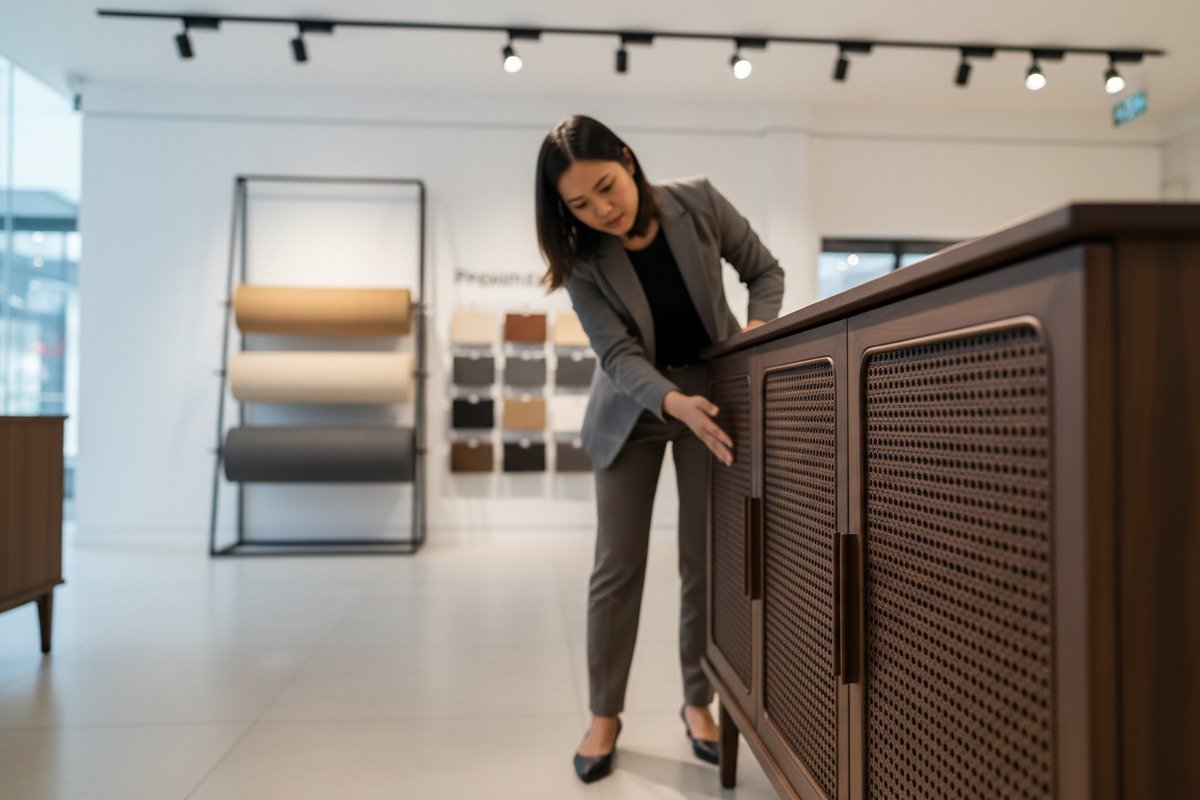 High-end stained premium rattan webbing with consistent strand thickness and even color (ID#5)