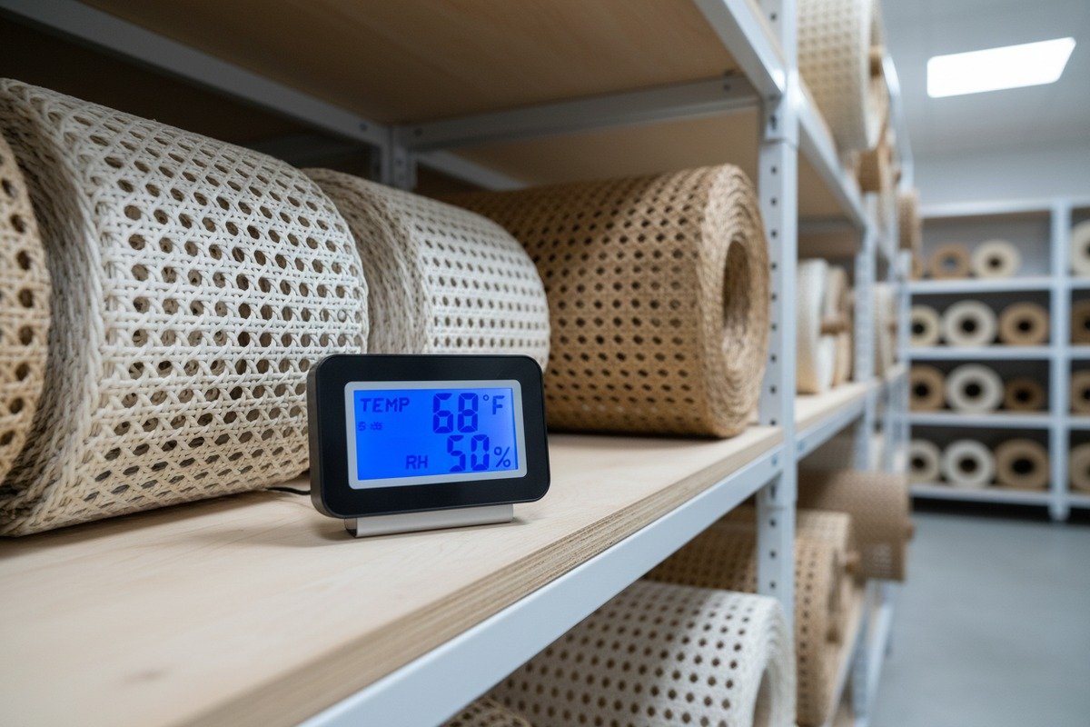 Ideal Storage Environment Ideal temperature and humidity levels for storing rattan cane webbing rolls safely (ID#2)