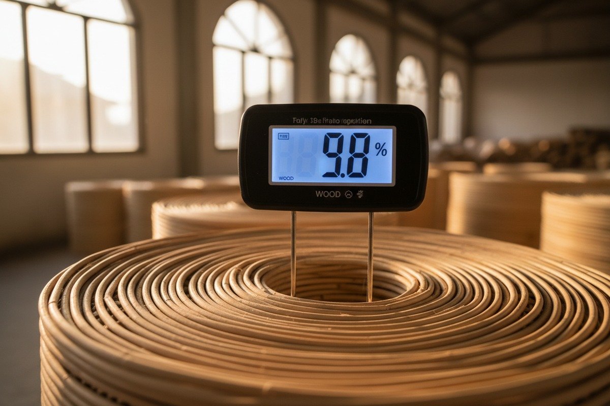 Red flags for rattan including mold spots, insect bore holes, and high moisture levels (ID#3)