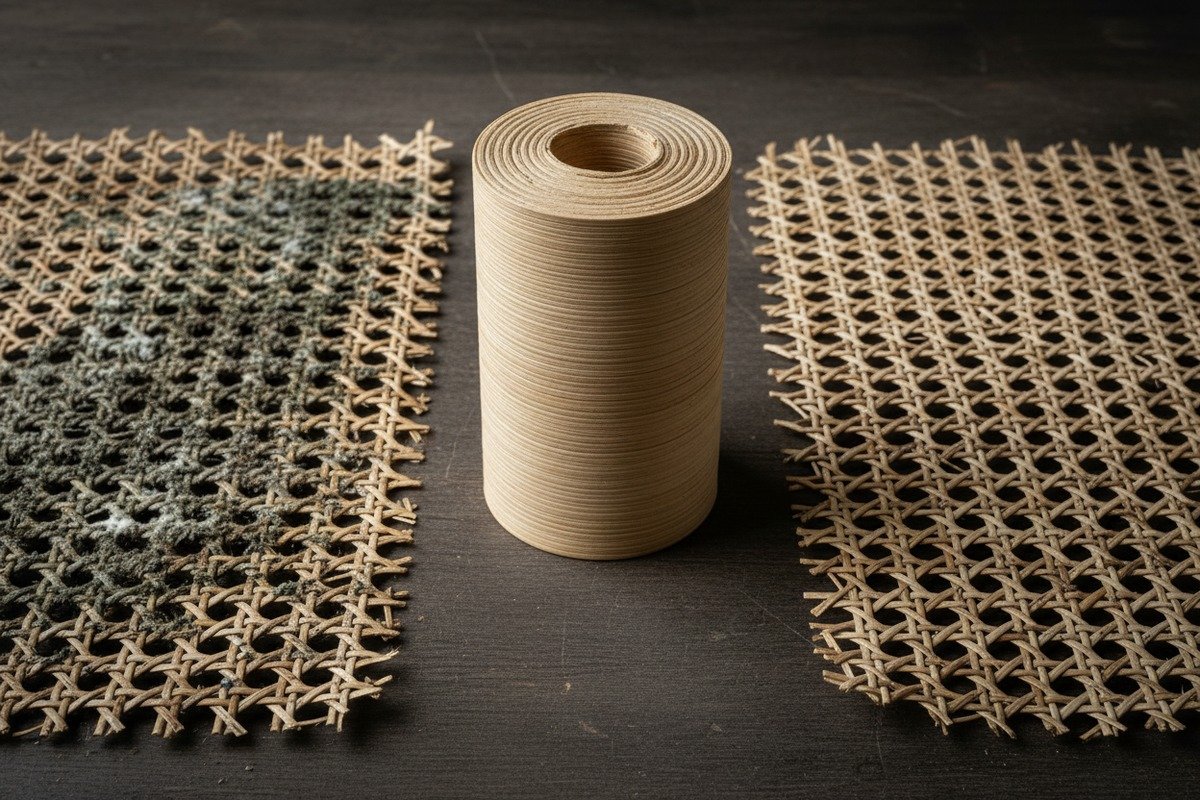 Risks of mold and brittleness in rattan cane webbing due to poor moisture control (ID#3)