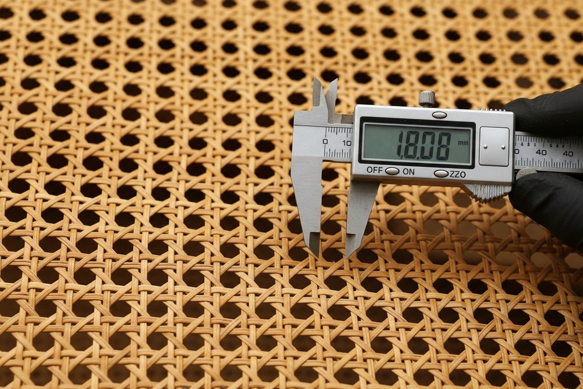 Grade A natural rattan cane webbing with uniform strands and tight consistent weave (ID#2)