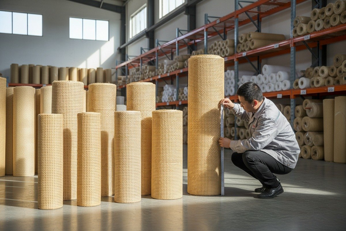 Custom sized rattan cane webbing rolls for furniture manufacturing and wholesale sourcing (ID#1)