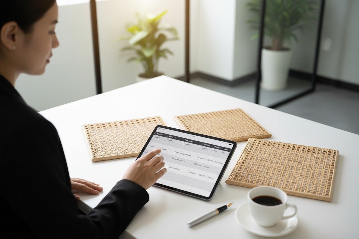 Ordering Custom Rattan Widths Requesting custom width rattan webbing orders by specifying dimensions and weave patterns (ID#2)