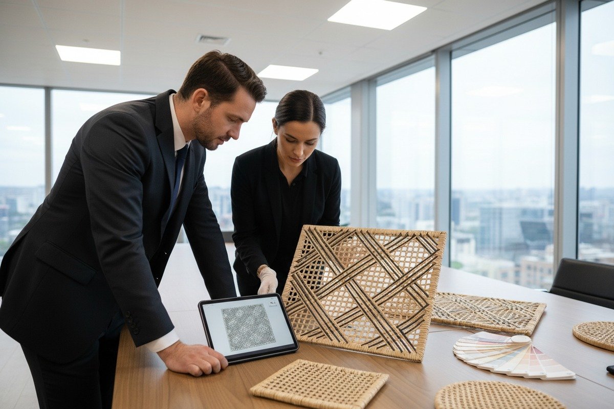 Durable rattan cane webbing with tight weaving patterns for increased structural strength and quality (ID#4)