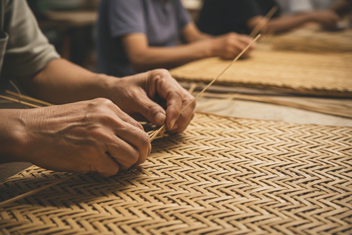 Sourcing custom-woven rattan patterns from reliable wholesalers with in-house weaving facilities and quality control (ID#5)