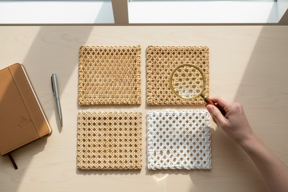 Rattan-Rohrgeflecht-Muster von Großhändlern zur Qualitätsbewertung und Prüfung (ID#1)