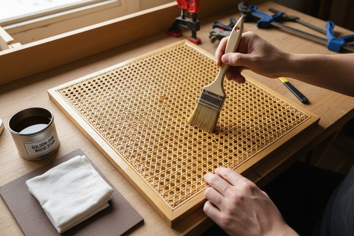 Dyeing Rattan Furniture Designs Applying thin even coats of dye to natural rattan cane webbing for furniture (ID#2)