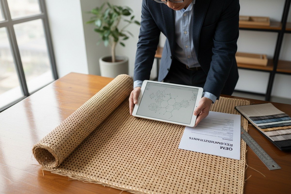 OEM communication process for natural rattan cane webbing customization requirements for factories (ID#1)