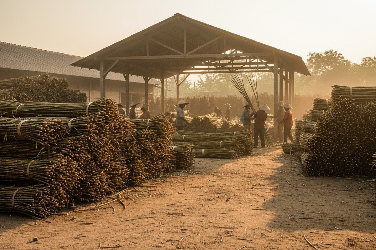 Factors causing delays in bulk rattan cane webbing orders including weather and logistics issues (ID#3)