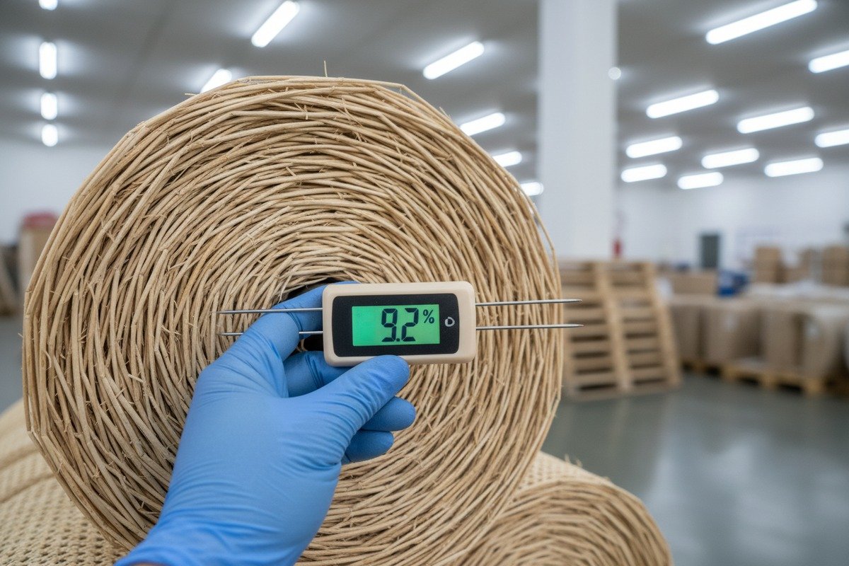 Assessing rattan packaging durability for moisture protection and checking for water stains or tears (ID#4)