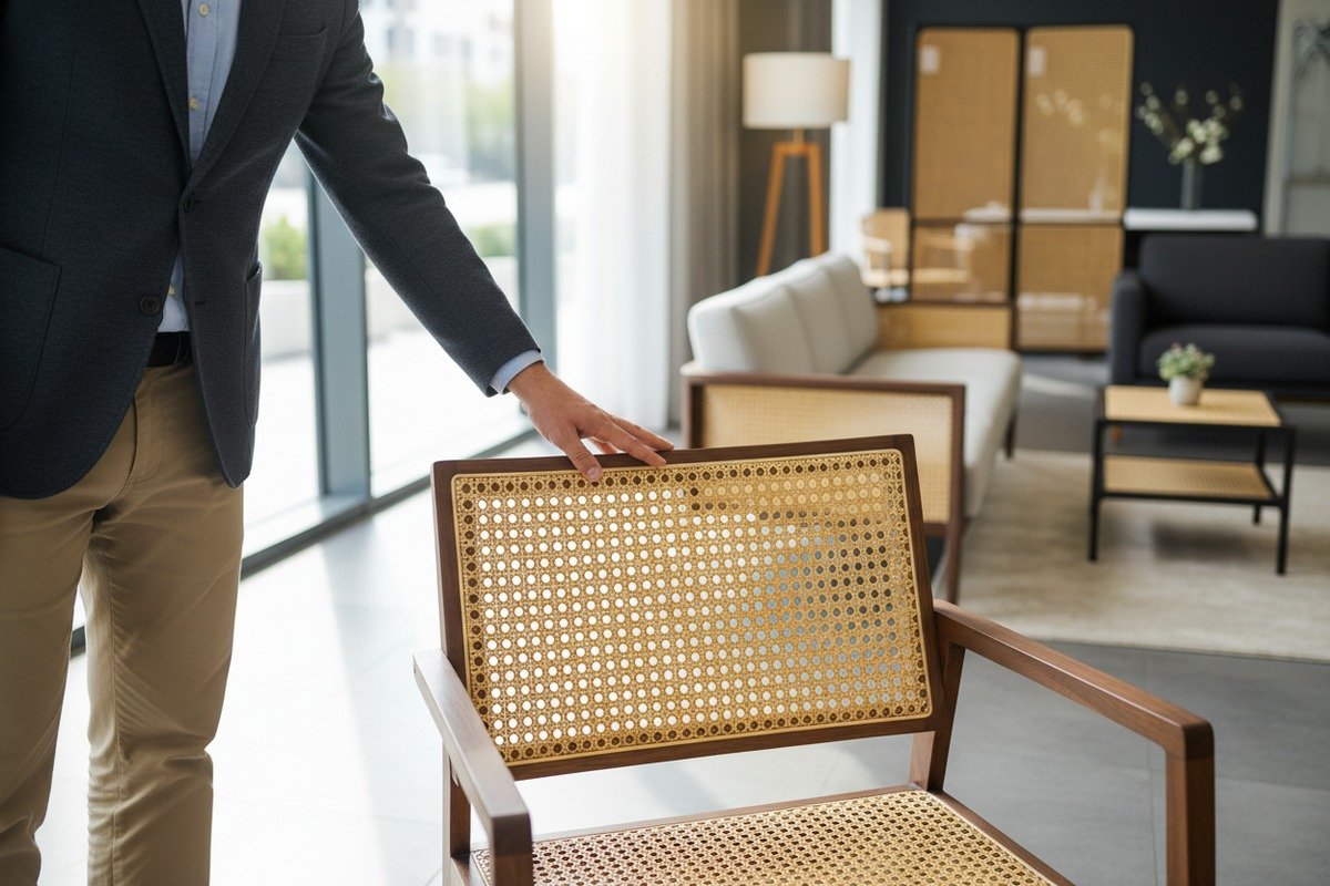 Durable rattan cane webbing material used for high-quality furniture manufacturing (ID#1)