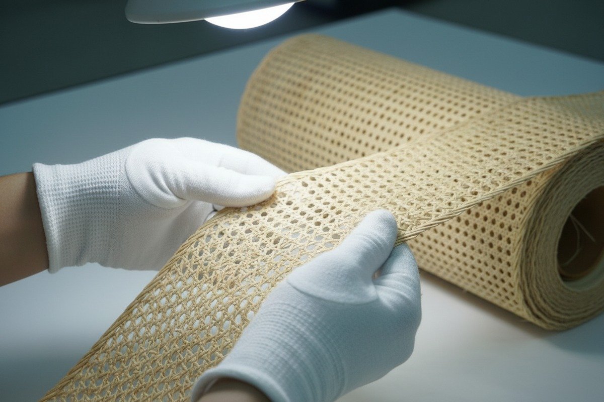 Visual inspection of Grade A rattan showing smooth surface and uniform strand quality (ID#2)