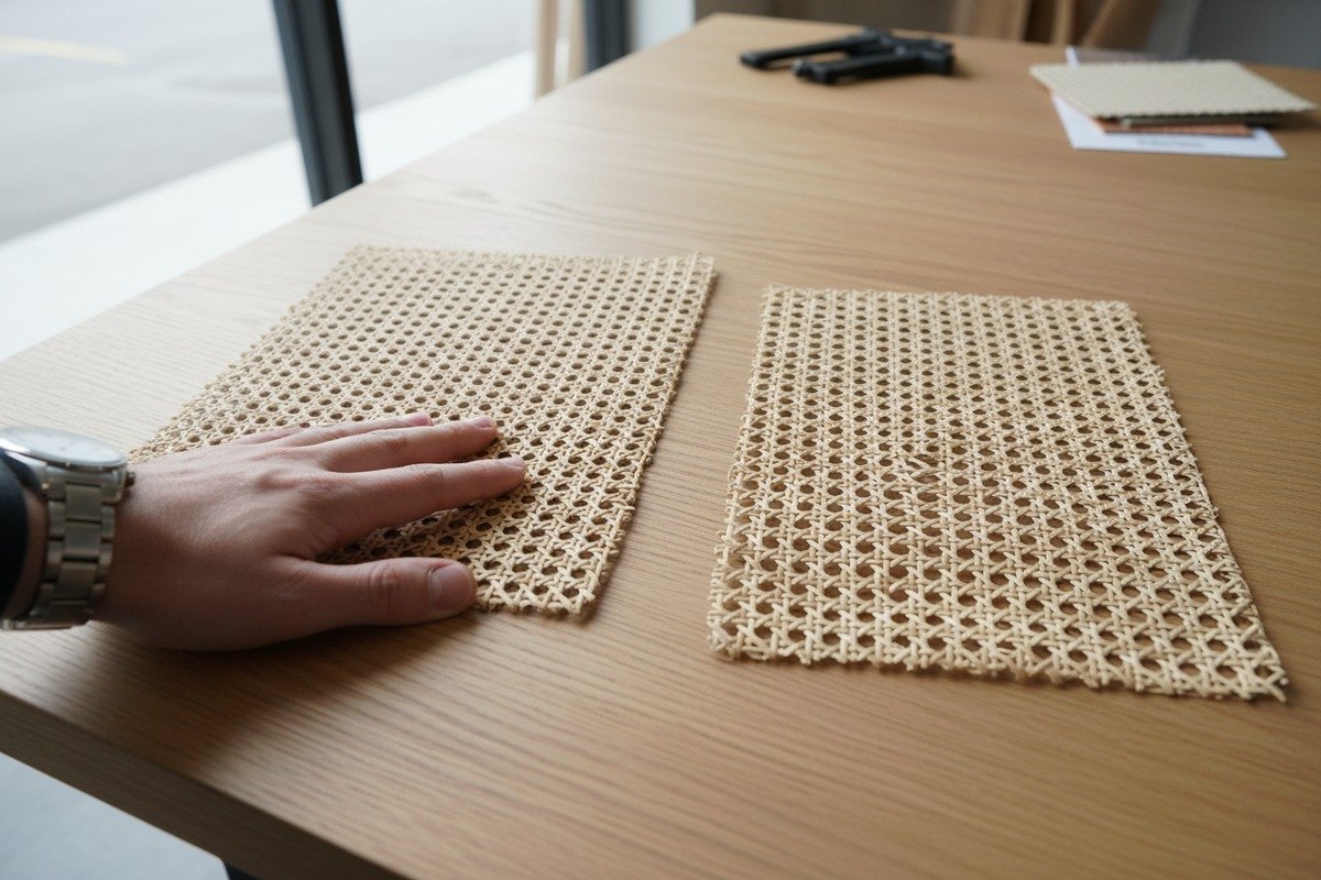 Verifying quality grade of rattan cane webbing by checking texture and color uniformity (ID#2)