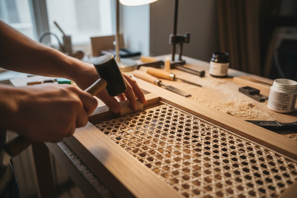 Patrones de tejido abierto hexagonal y tejido de radio para aplicaciones en puertas de gabinetes y armarios (ID#2)