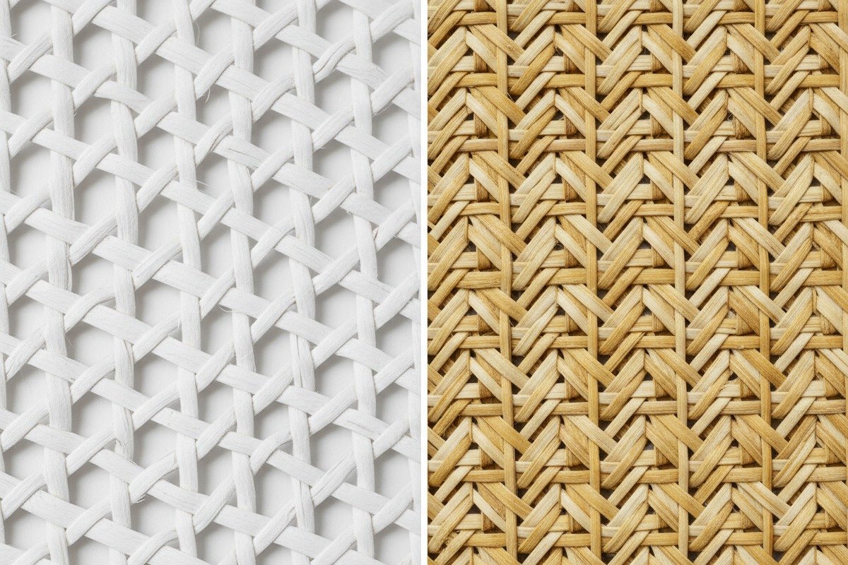 Wholesale Rattan Pricing Comparison Competitive wholesale pricing for bleached yellow versus bleached white rattan cane webbing (ID#4)