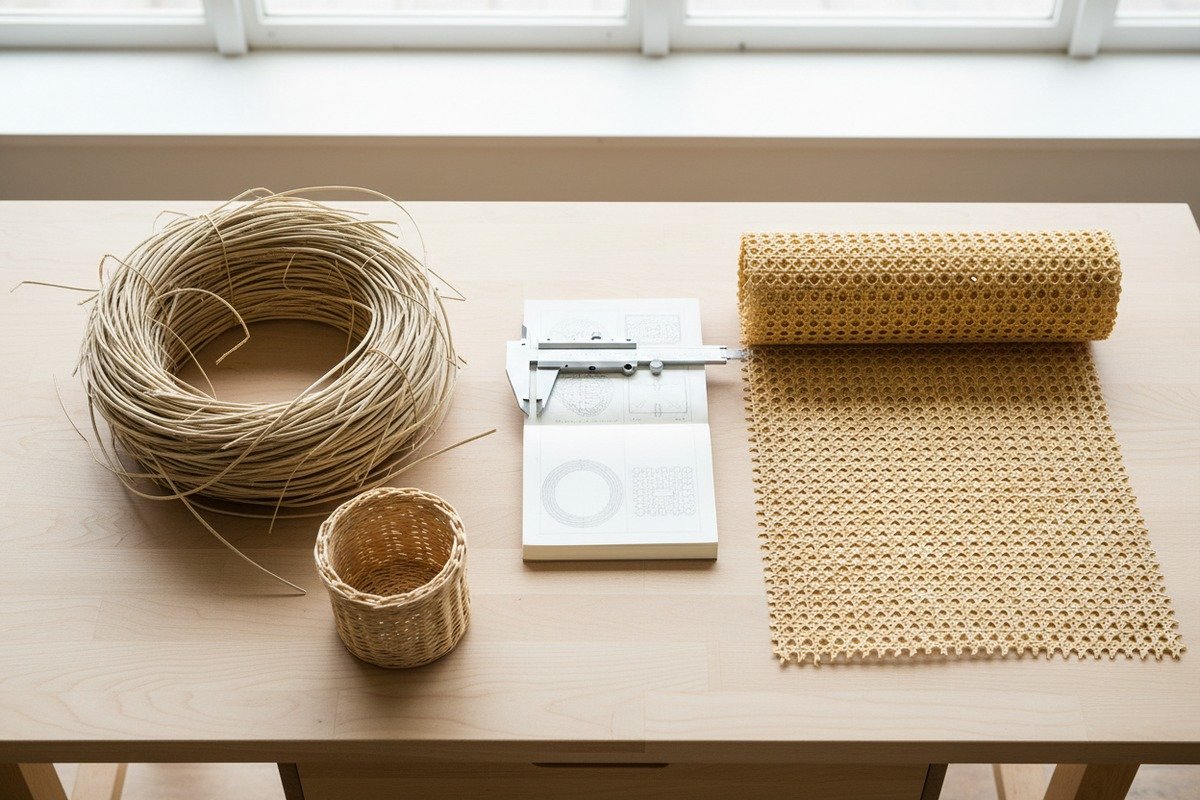 Comparison between natural rattan core and woven rattan cane webbing materials (ID#1)