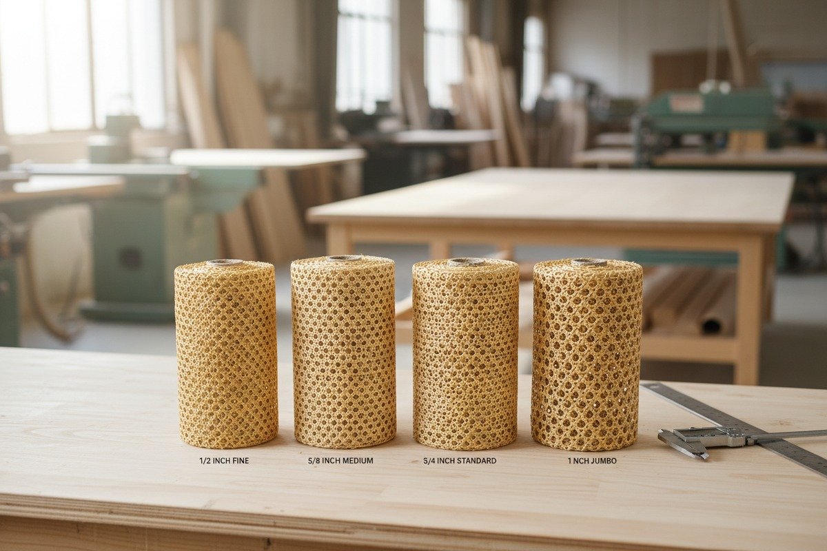 Categorized rattan cane webbing mesh sizes for furniture manufacturing (ID#1)