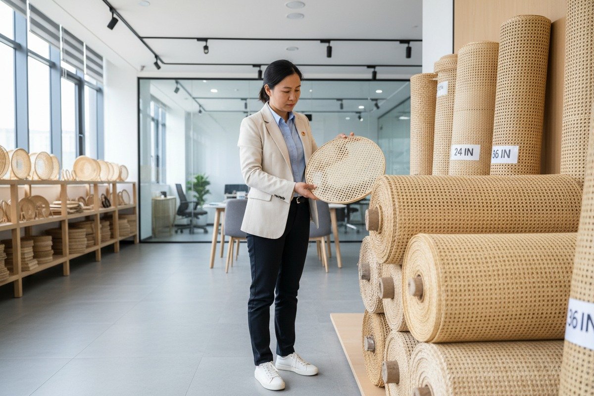 Standard rattan cane webbing sizes and specifications for furniture manufacturing and design (ID#1)