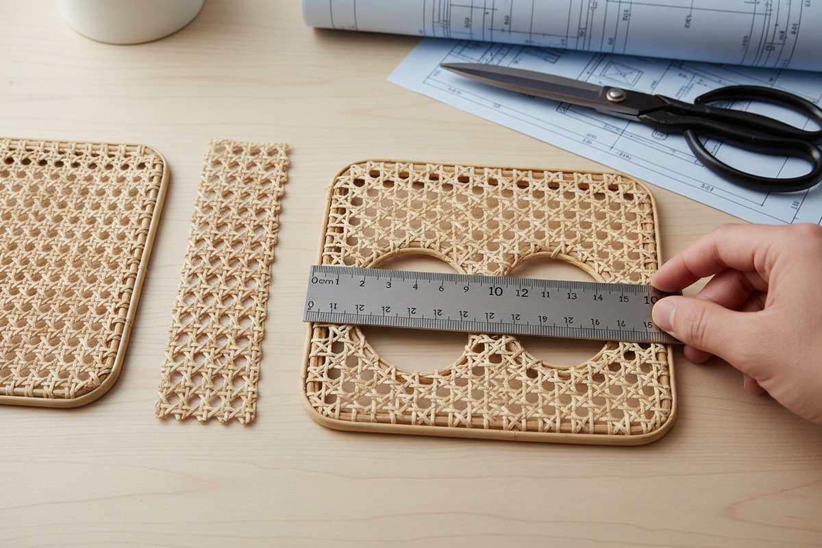 Rattan Mesh Size Options Various rattan mesh sizes and hole spacing options for custom furniture design and restoration (ID#3)