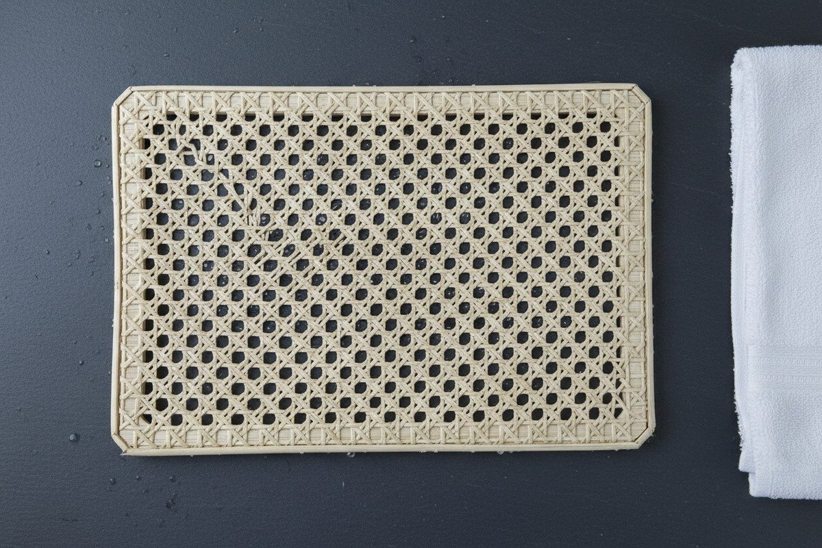 Warm Water for Rattan Using warm water to soften rattan webbing rolls for better fiber moisture absorption (ID#3)