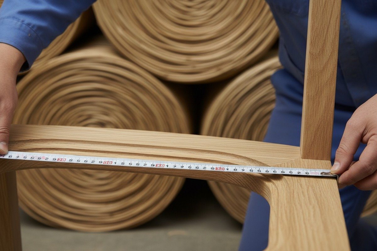 Measuring chair frame groove to groove to find the correct rattan webbing size (ID#2)