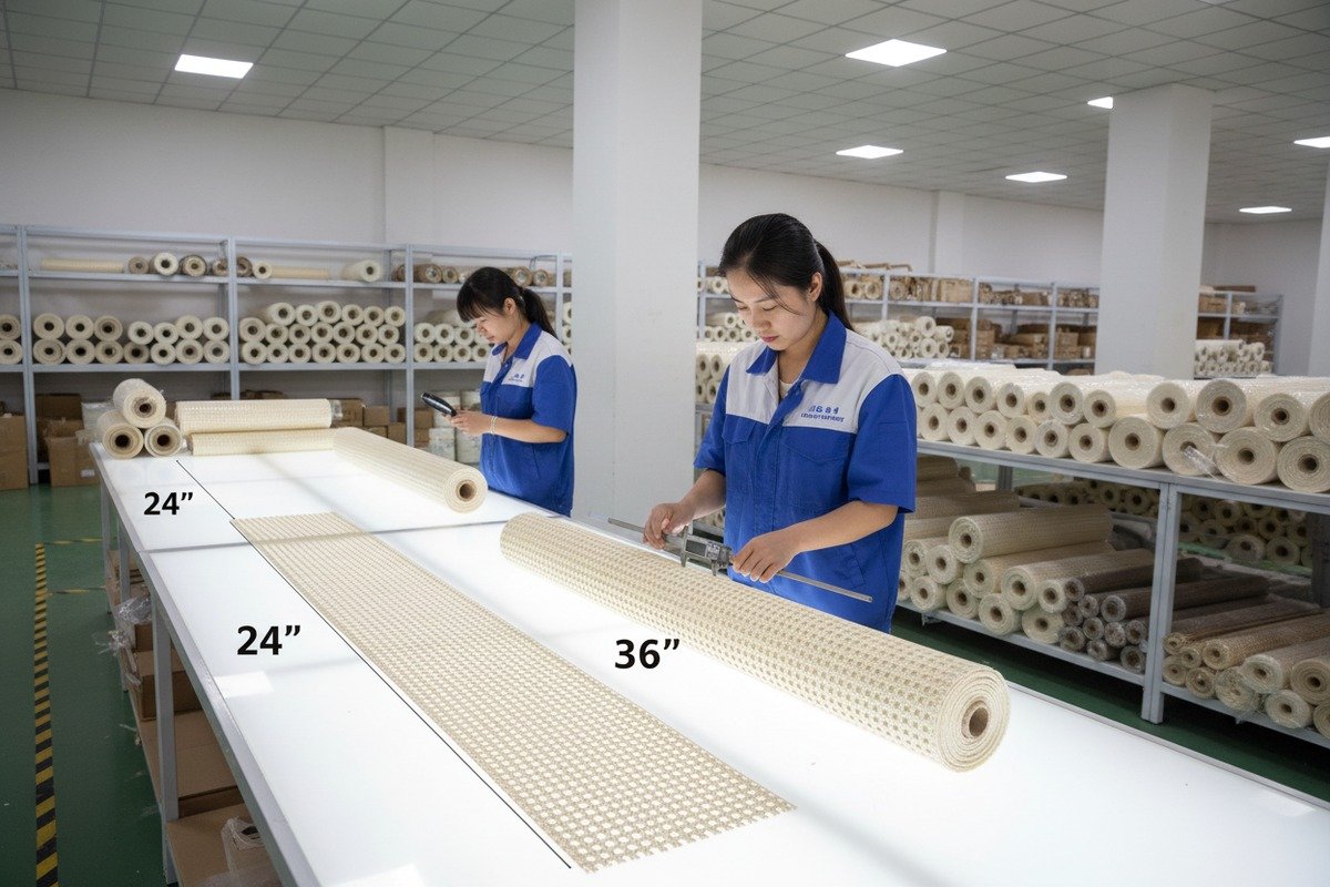 Consistent Rattan Quality Standards Maintaining consistent quality standards across narrow and wide rattan webbing rolls from one supplier (ID#3)