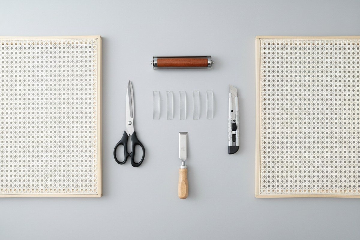 Rattan Installation Kit Essentials Essential rattan cane installation kit including wedges, spline roller, mallet, and utility knife (ID#2)