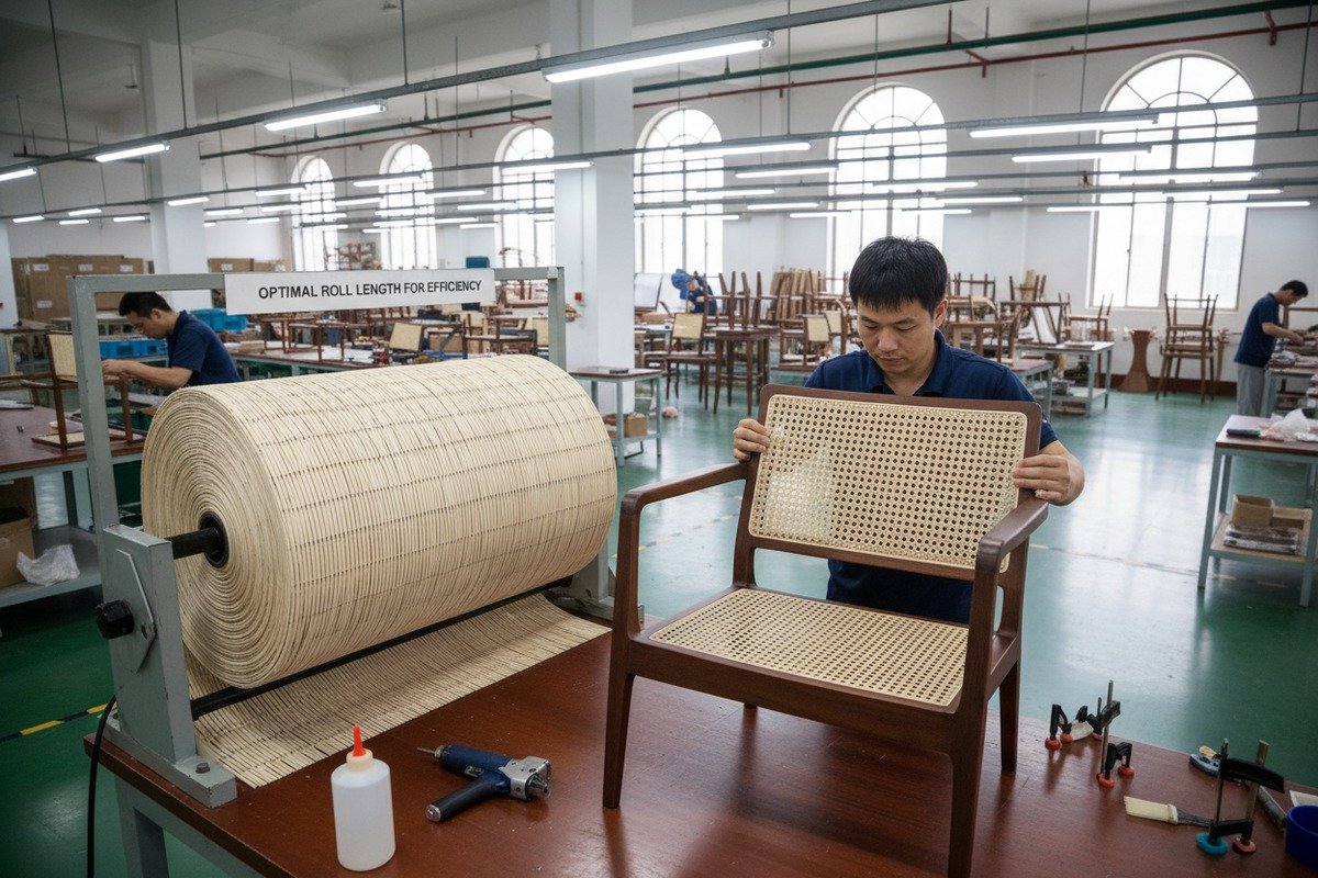 Berechnung des Bedarfs an Rattankörben Berechnung der benötigten Rattan-Gewebebahnen einschließlich Verschnitt für Möbelherstellungsprojekte (ID#4)