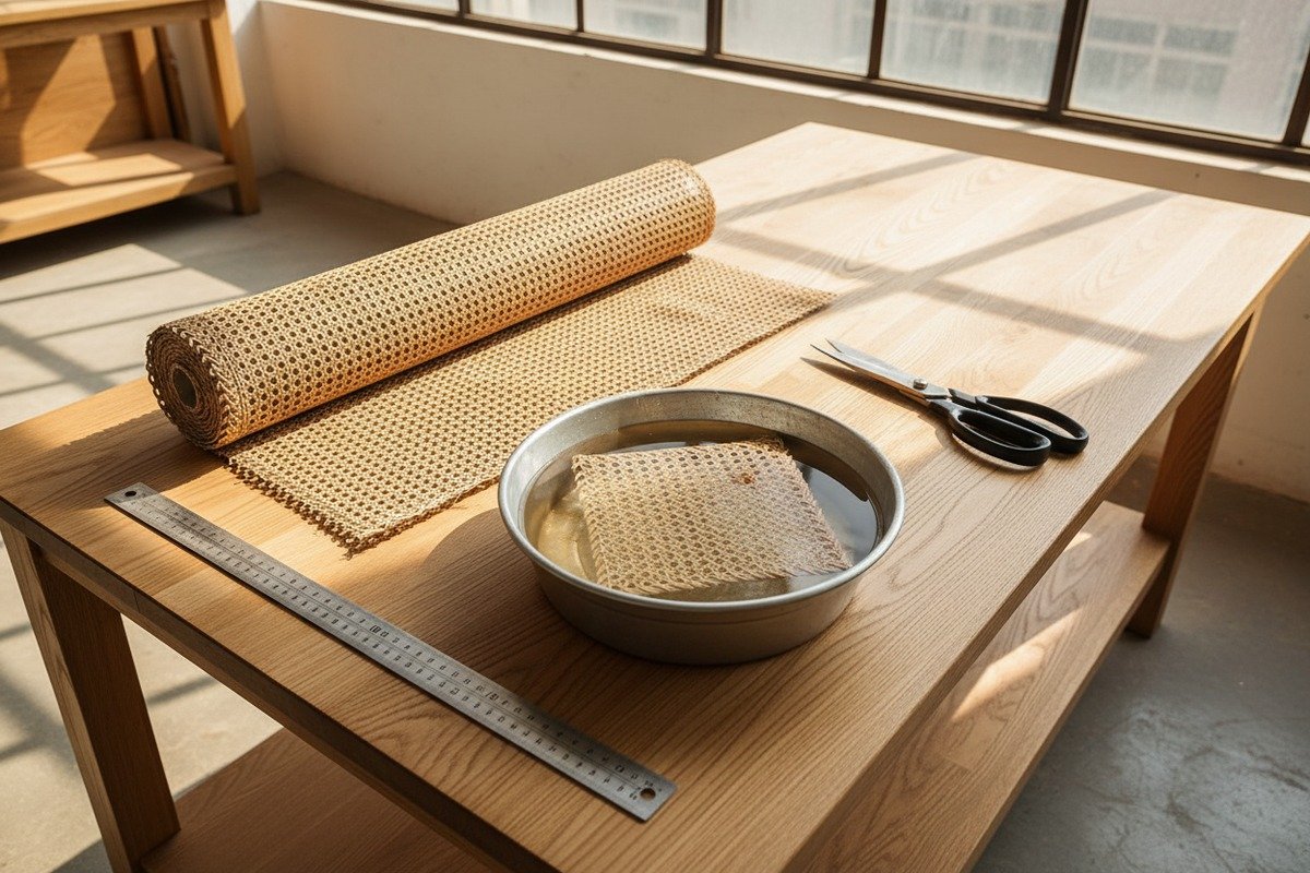 Tips and precautions for cutting natural rattan cane webbing for furniture projects (ID#1)