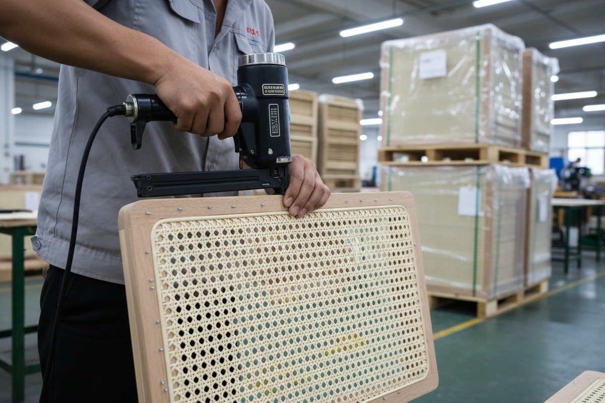 Preventing Rattan Webbing Fraying Applying wood glue and using sharp tools to prevent rattan webbing from fraying (ID#4)