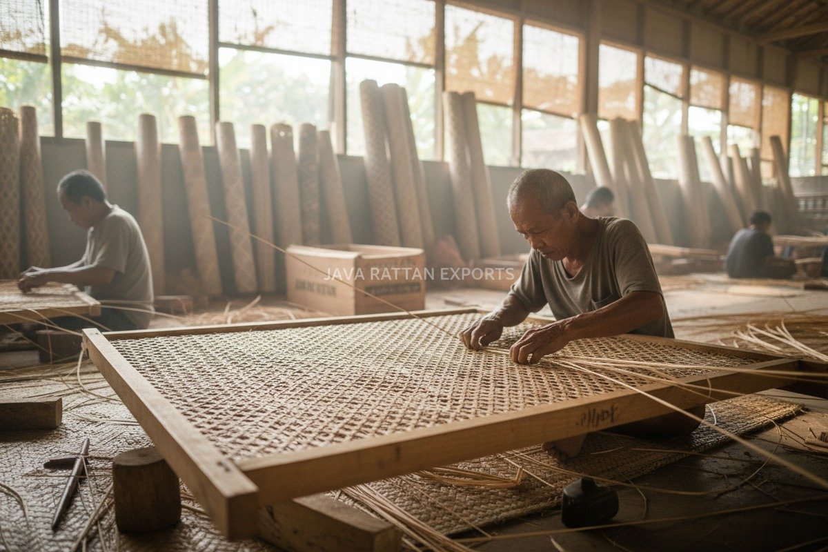 Seating vs Decorative Rattan Comparison of high density seating mesh versus decorative open weave rattan wall panels (ID#4)