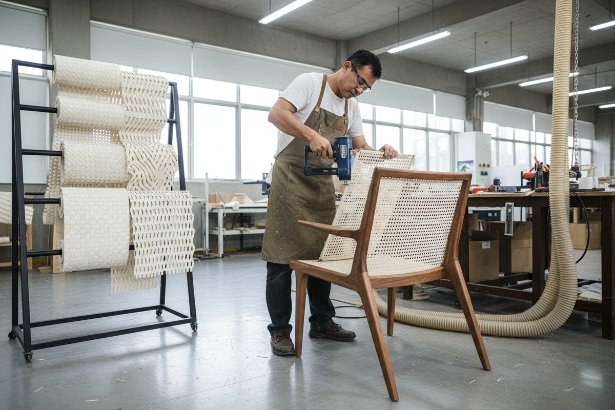 Durable rattan webbing for furniture manufacturing with consistent weave tension and flexibility (ID#4)