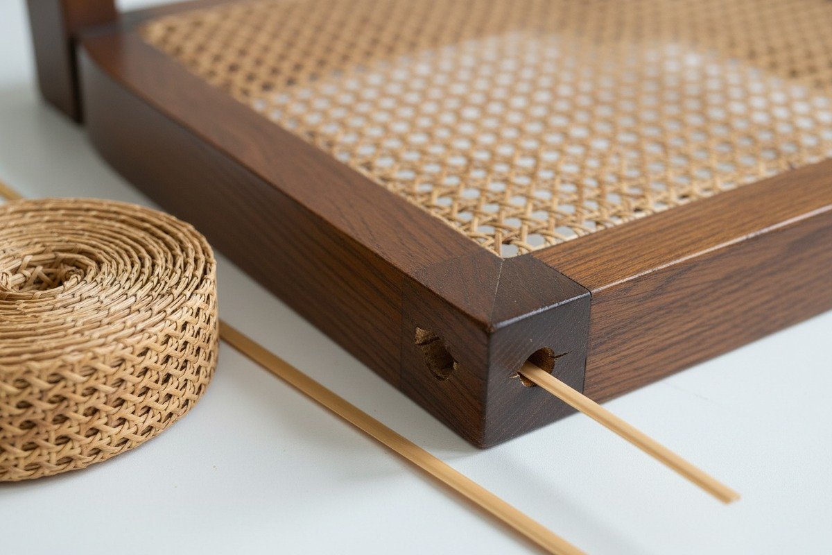 Essential steps for installing new rattan webbing on an old chair frame (ID#3)