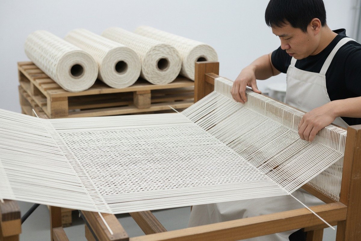 Customized rattan webbing rolls in various widths and lengths for specific manufacturing requirements (ID#4)