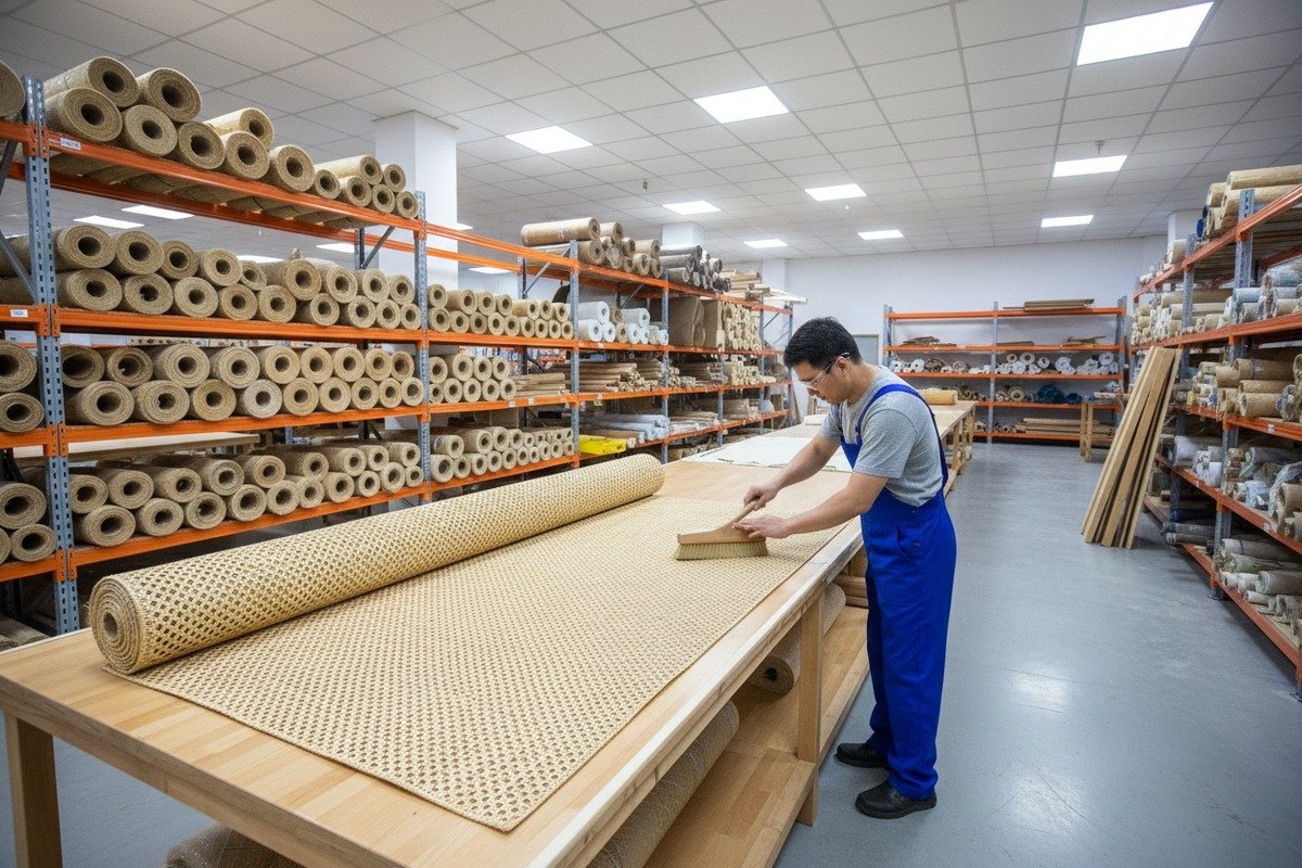 Reinigung von natürlichem Rattangeflecht Reinigung von natürlichem Rattangeflecht mit einer weichen Bürste und einem gut ausgewrungenen feuchten Tuch (ID#2)