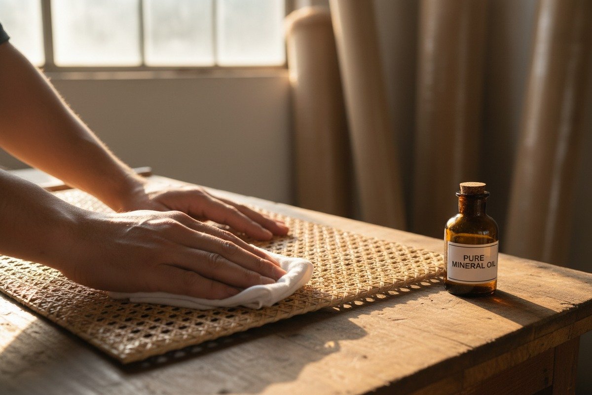 Mantenimiento de la rejilla de ratán natural y aceitado regular para la conservación de muebles (ID#1)