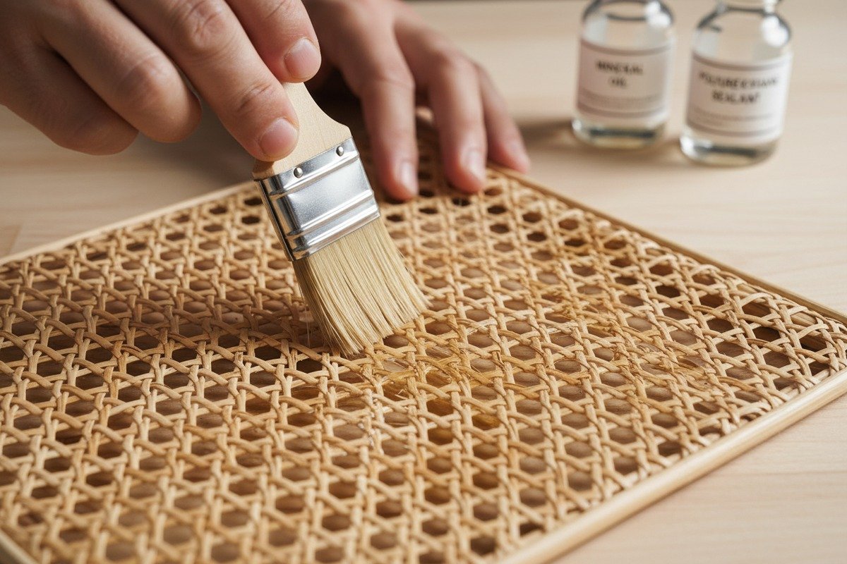 Cleaning mold from rattan webbing using vinegar solution and drying thoroughly with fans (ID#5)