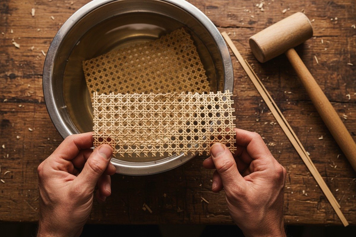 Rattan-Rohrgeflecht reißt während der Möbelherstellung aufgrund geringer Feuchtigkeit und unreifer Materialien (ID#2)