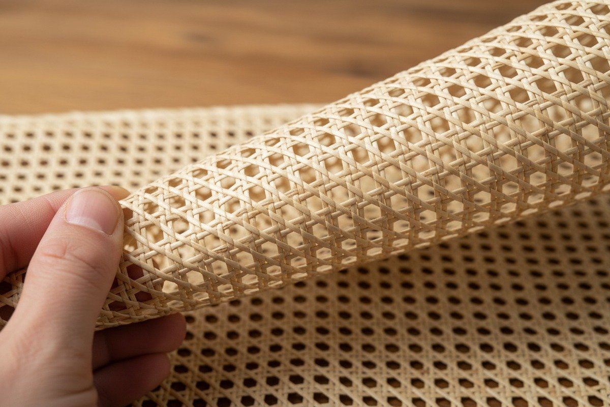 Grade A rattan webbing with uniform thickness and consistent light beige color for projects (ID#2)