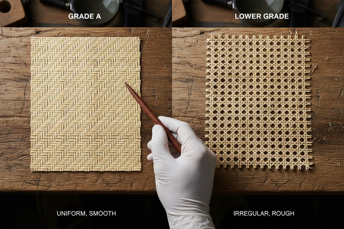 Durable natural and synthetic rattan cane webbing for indoor and outdoor furniture applications (ID#4)