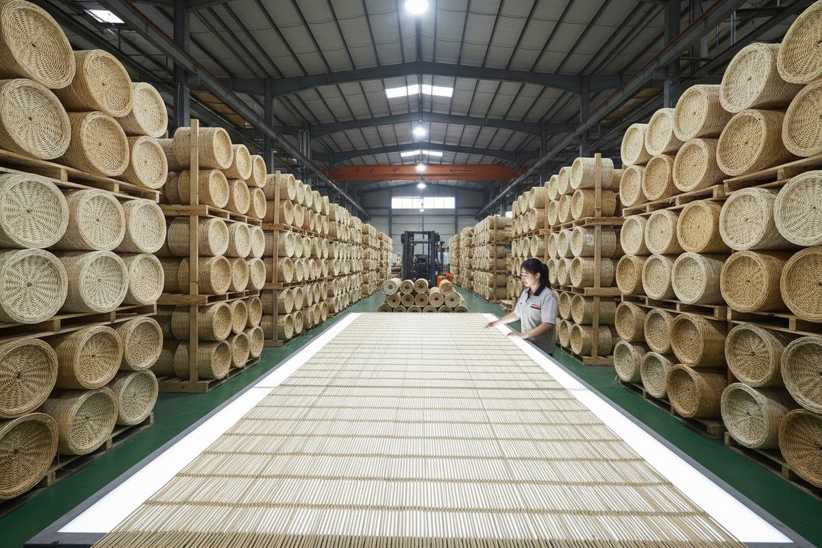 Verwendung eines Tackergeräts zur sicheren Befestigung von Rattan-Geflecht an einem Schranktürenrahmen (ID#4)