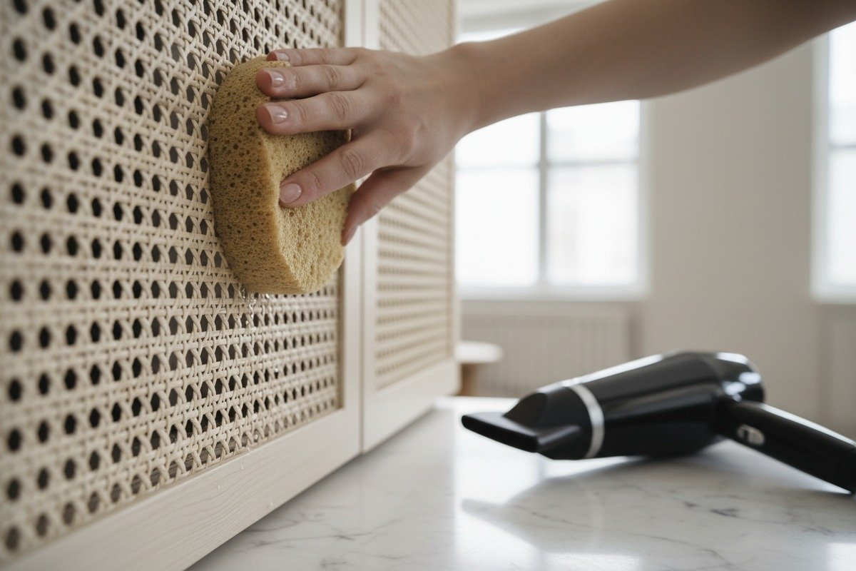 Tightening loose rattan webbing using tepid water and natural air-drying techniques (ID#3)