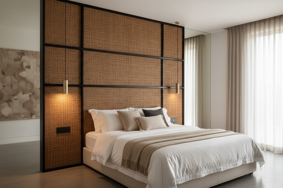 Creative backlit rattan wall panels and modular grid systems for modern interior design (ID#4)