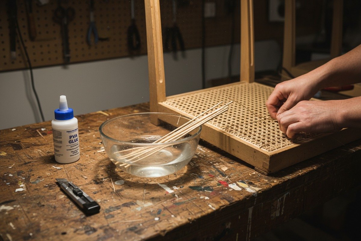 إصلاح الكسور الصغيرة في الروطان الطبيعي عن طريق نسج خيوط جديدة مبللة واستخدام الغراء (ID#2)